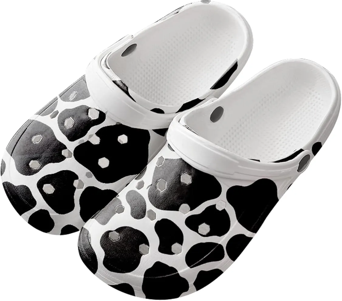 Cow Clogs with Buckles and Socks Slippers Comfortable Slip On Water Beach Sandals Indoor Outdoor Shoe for Women's/Girls