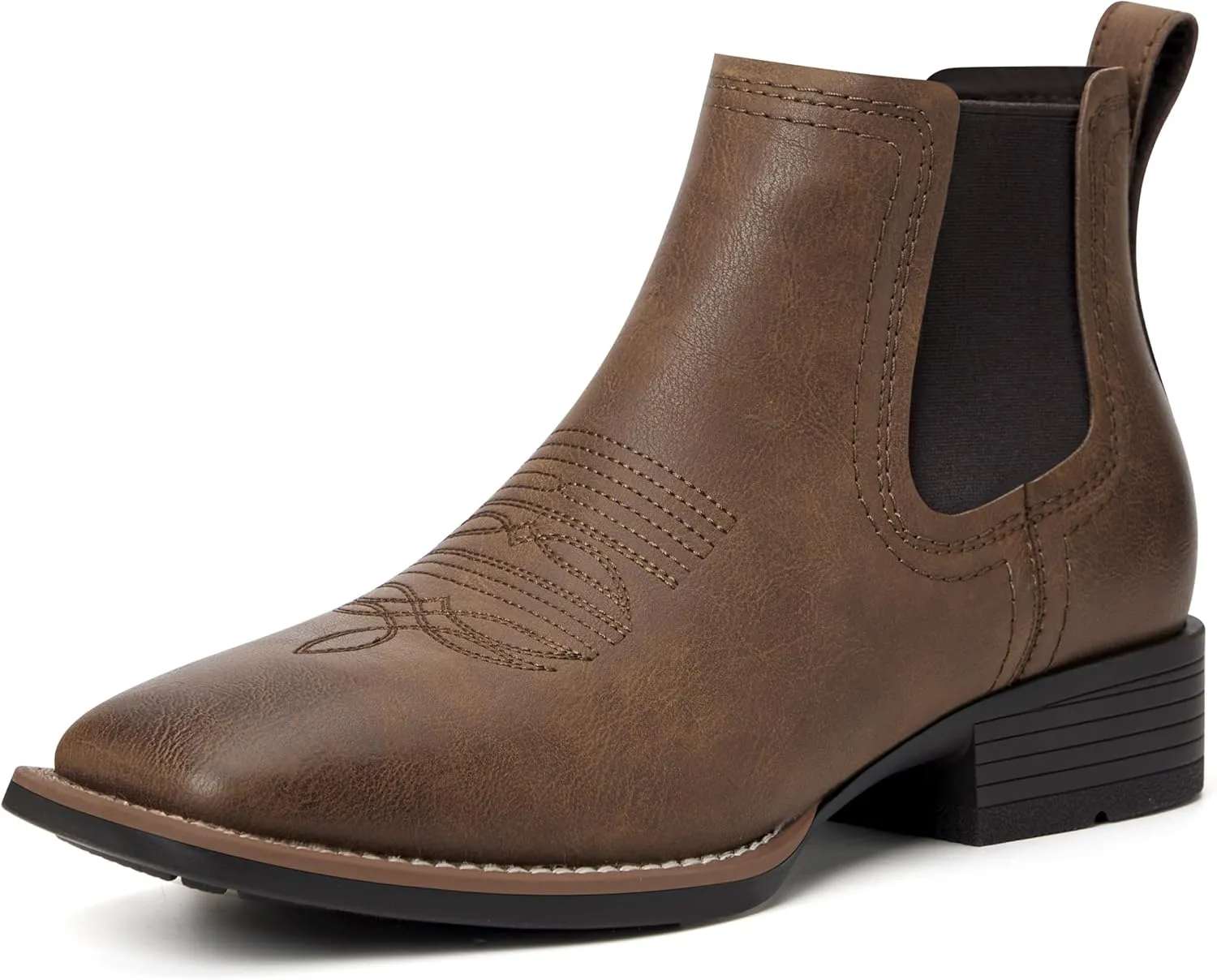 Cowboy Boots for Men Square Toe Mens Western Boots Slip On Casual Retro Boots