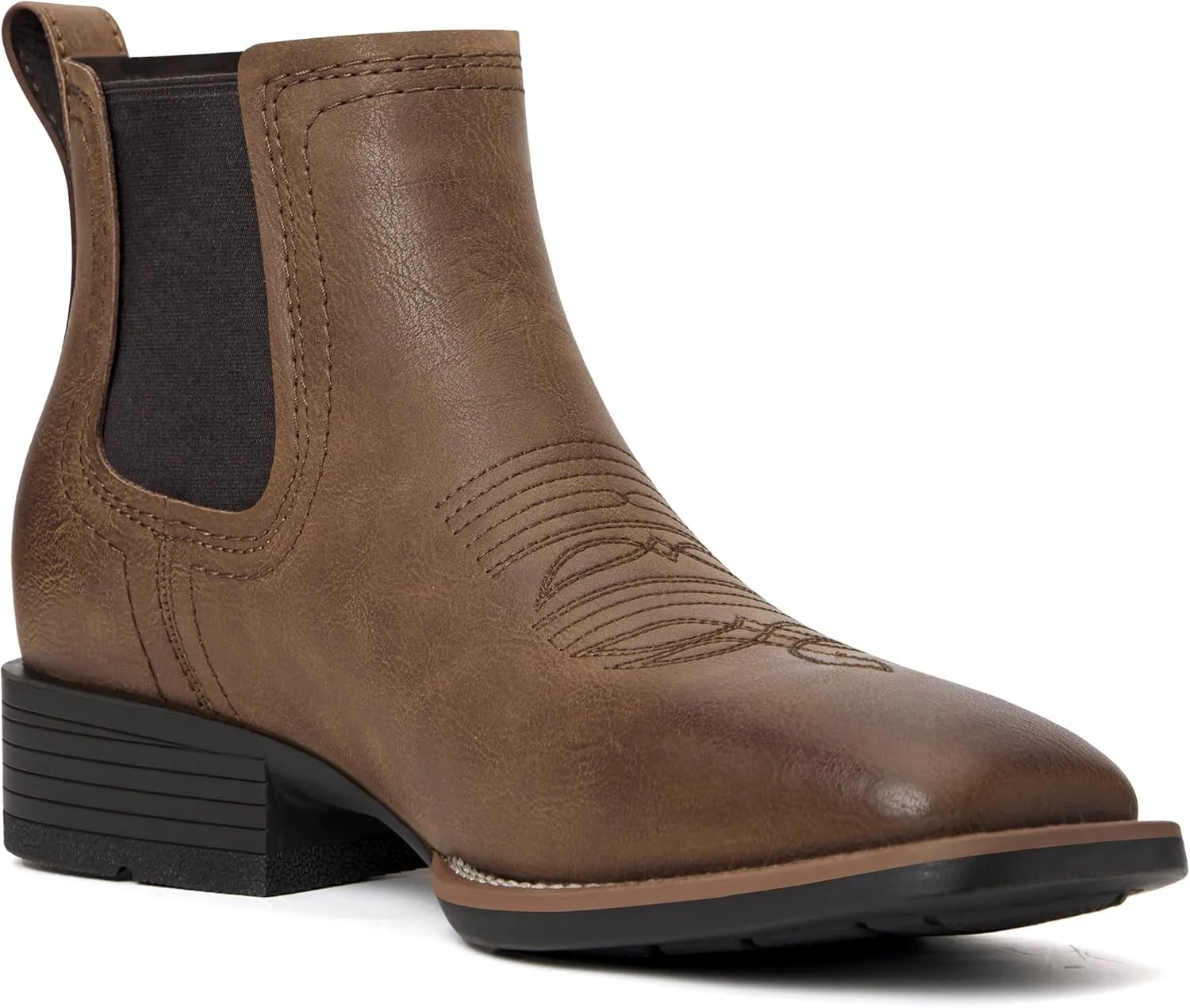 Cowboy Boots for Men Square Toe Mens Western Boots Slip On Casual Retro Boots