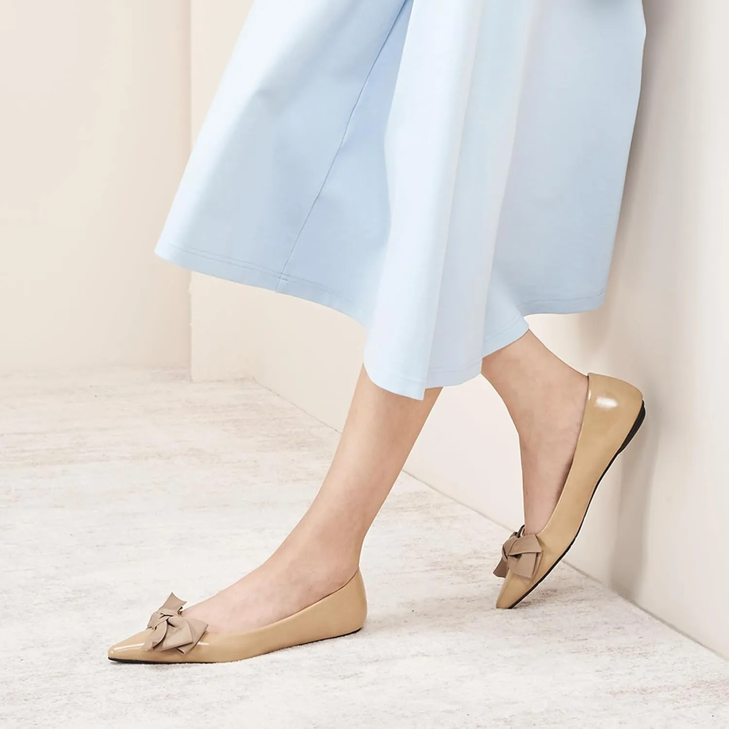 C.Paravano Pointy Bow Flats Women's Flats Comfortable Stylish Slip-On Shoes for Casual and Office