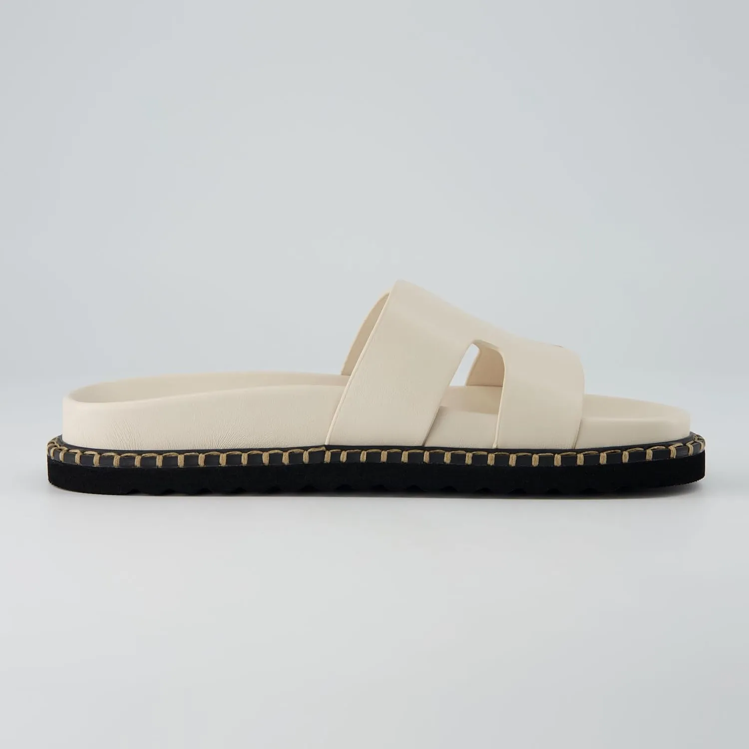 CUSHIONAIRE Crisp Women’s Slide Sandal – Faux Leather Cutout Slip-On with Artisan Stitching & Memory Foam, Wide Widths Available