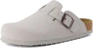 CUSHIONAIRE Hana Slip-On Buckle Clog with Cork Footbed  Memory Foam, Wide Widths Available
