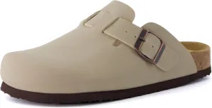 CUSHIONAIRE Hana Slip-On Buckle Clog with Cork Footbed  Memory Foam, Wide Widths Available