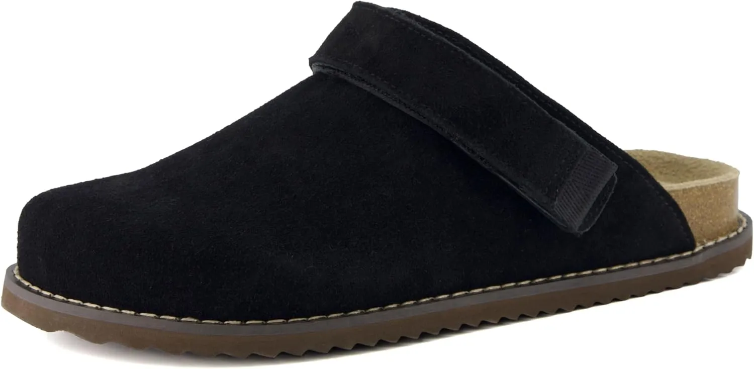 CUSHIONAIRE Women's Boulder Genuine Suede Clog with Swivel Strap – Lightweight EVA Sole, Memory Foam Insole, Wide Widths Available