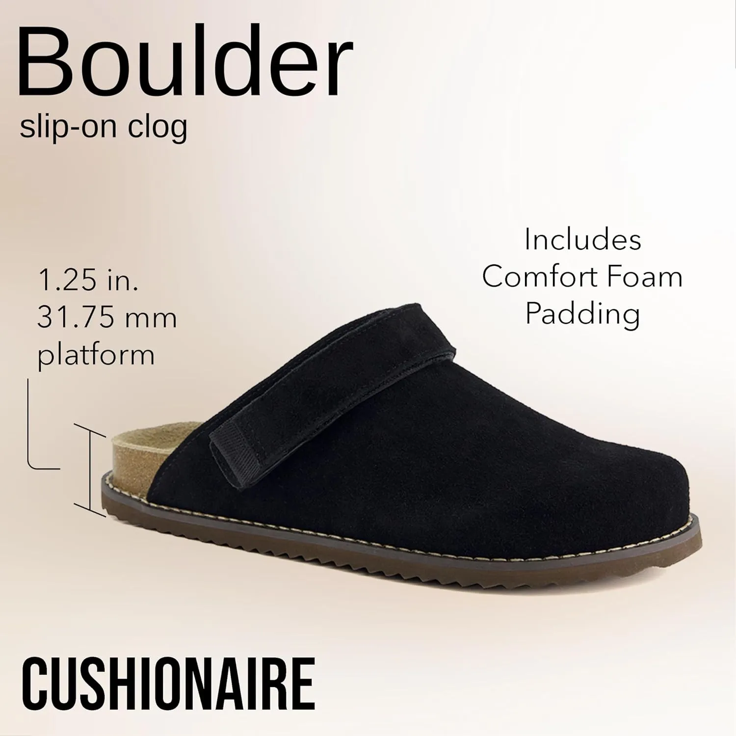 CUSHIONAIRE Women's Boulder Genuine Suede Clog with Swivel Strap – Lightweight EVA Sole, Memory Foam Insole, Wide Widths Available