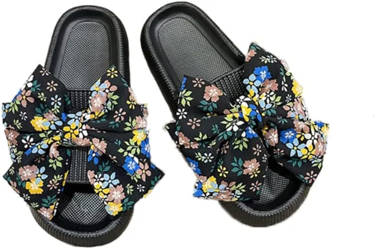 cute big bow sandals and slippers women's summer outdoor wear tide all-match word slippers non-slip thick-soled beach shoes