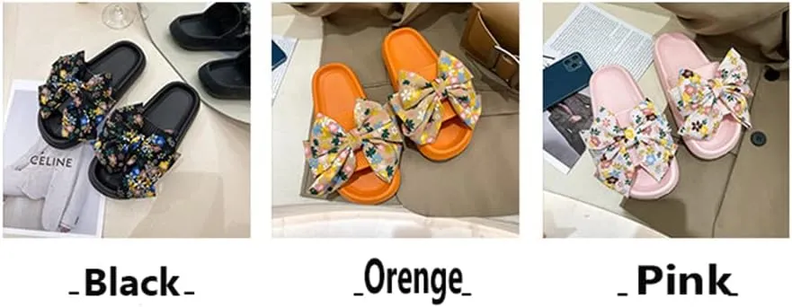 cute big bow sandals and slippers women's summer outdoor wear tide all-match word slippers non-slip thick-soled beach shoes