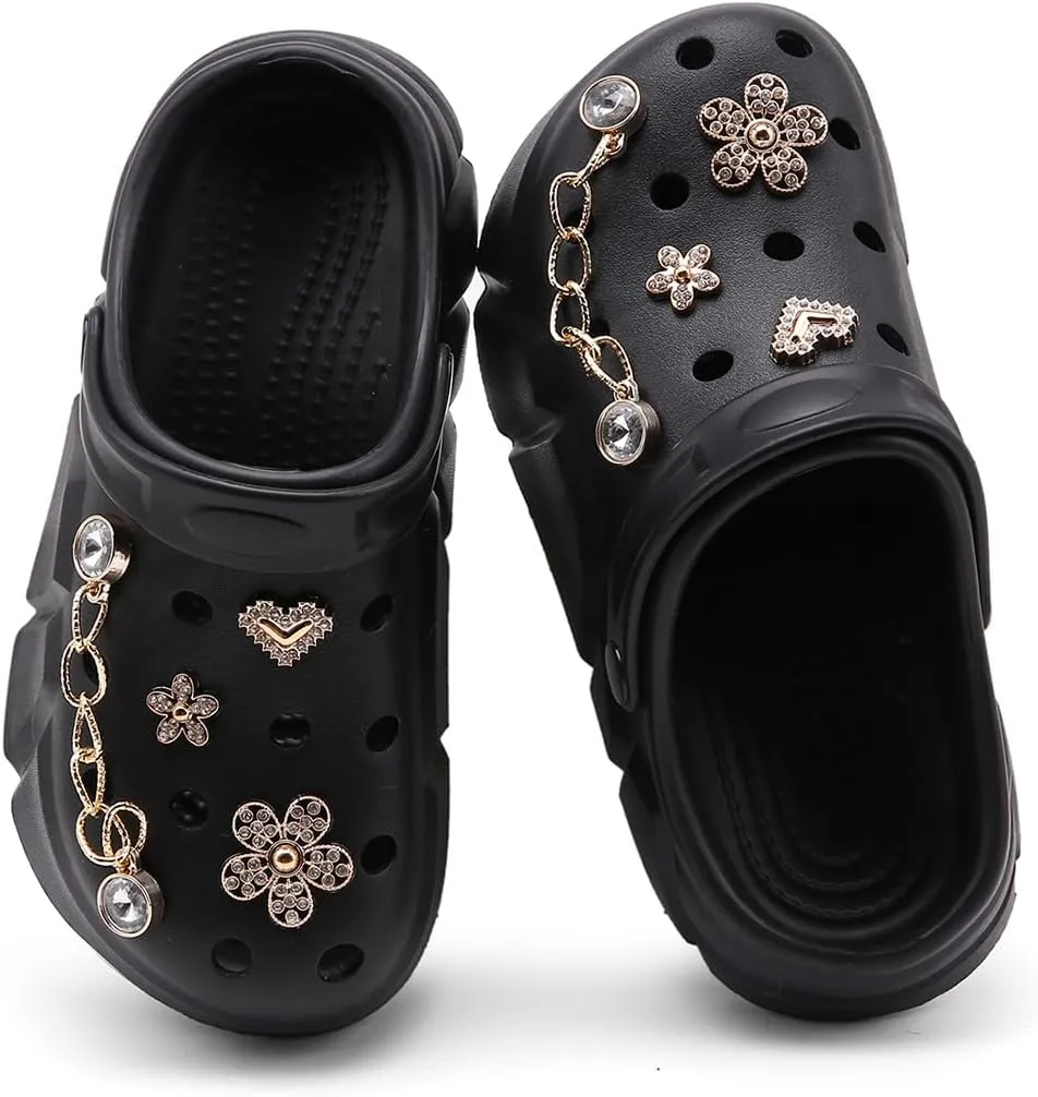 Cute Butterfly-Themed Lightweight Girls' Clogs, Platform Soft Sole Closed Toe EVA Home Garden Clog Shoes, Two-Way Wear Breathable Beach Clogs, Trendy Non-Slip Slip-On Sandals for Outdoor Indoor