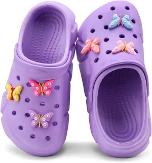 Cute Butterfly-Themed Lightweight Girls' Clogs, Platform Soft Sole Closed Toe EVA Home Garden Clog Shoes, Two-Way Wear Breathable Beach Clogs, Trendy Non-Slip Slip-On Sandals for Outdoor Indoor