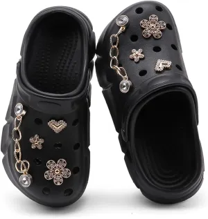 Cute Butterfly-Themed Lightweight Girls' Clogs, Platform Soft Sole Closed Toe EVA Home Garden Clog Shoes, Two-Way Wear Breathable Beach Clogs, Trendy Non-Slip Slip-On Sandals for Outdoor Indoor