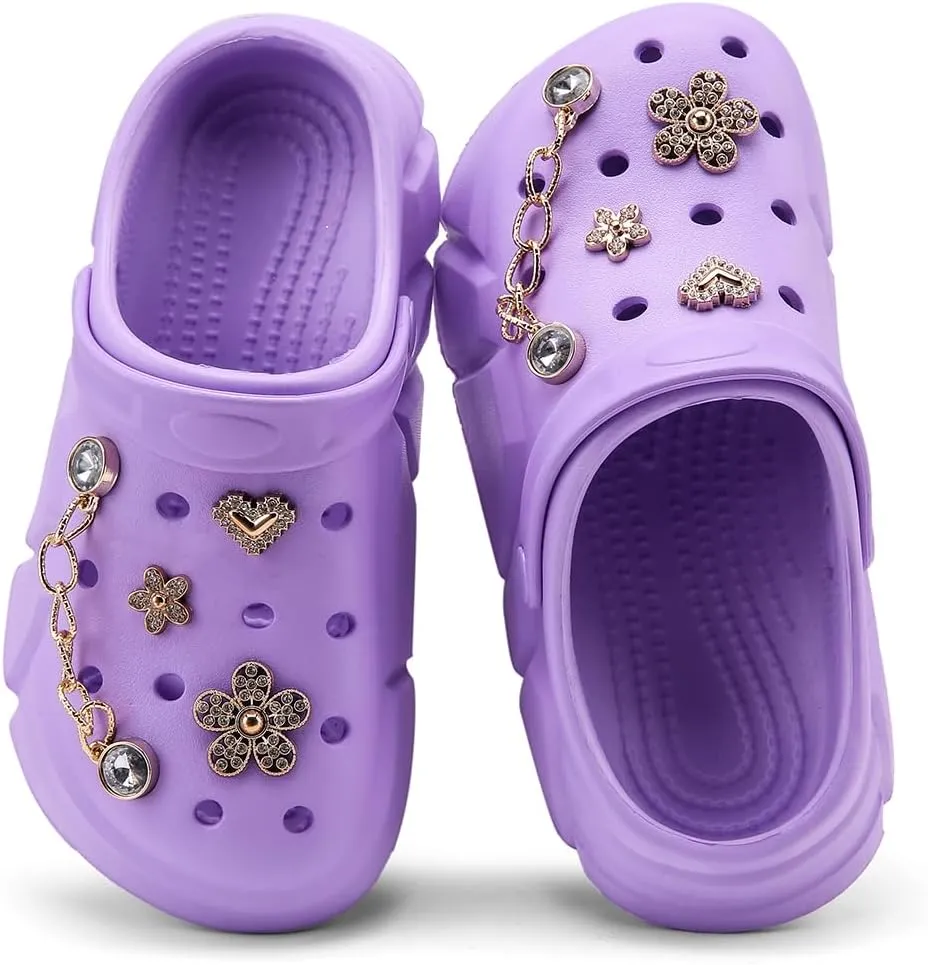 Cute Butterfly-Themed Lightweight Girls' Clogs, Platform Soft Sole Closed Toe EVA Home Garden Clog Shoes, Two-Way Wear Breathable Beach Clogs, Trendy Non-Slip Slip-On Sandals