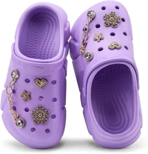 Cute Butterfly-Themed Lightweight Girls' Clogs, Platform Soft Sole Closed Toe EVA Home Garden Clog Shoes, Two-Way Wear Breathable Beach Clogs, Trendy Non-Slip Slip-On Sandals