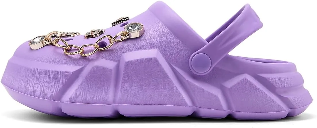 Cute Butterfly-Themed Lightweight Girls' Clogs, Platform Soft Sole Closed Toe EVA Home Garden Clog Shoes, Two-Way Wear Breathable Beach Clogs, Trendy Non-Slip Slip-On Sandals