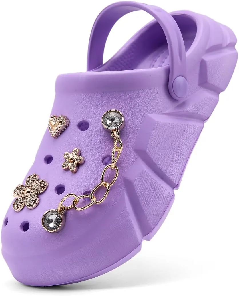 Cute Butterfly-Themed Lightweight Girls' Clogs, Platform Soft Sole Closed Toe EVA Home Garden Clog Shoes, Two-Way Wear Breathable Beach Clogs, Trendy Non-Slip Slip-On Sandals