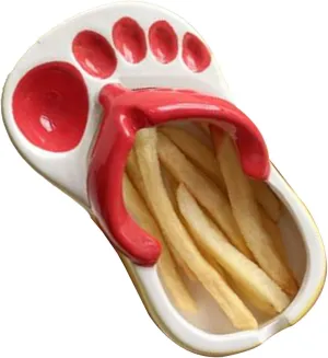 Cute Ceramic French Fries Plate, Unique Slipper Shape Fries Dish Snack Chip Plate Ketchup Sauce Bowl for Home Decoration Coffee Shops