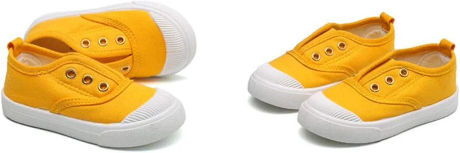 DADAWEN Boy's Girl's Canvas Light Weight Slip-On Sneakers Running Shoe
