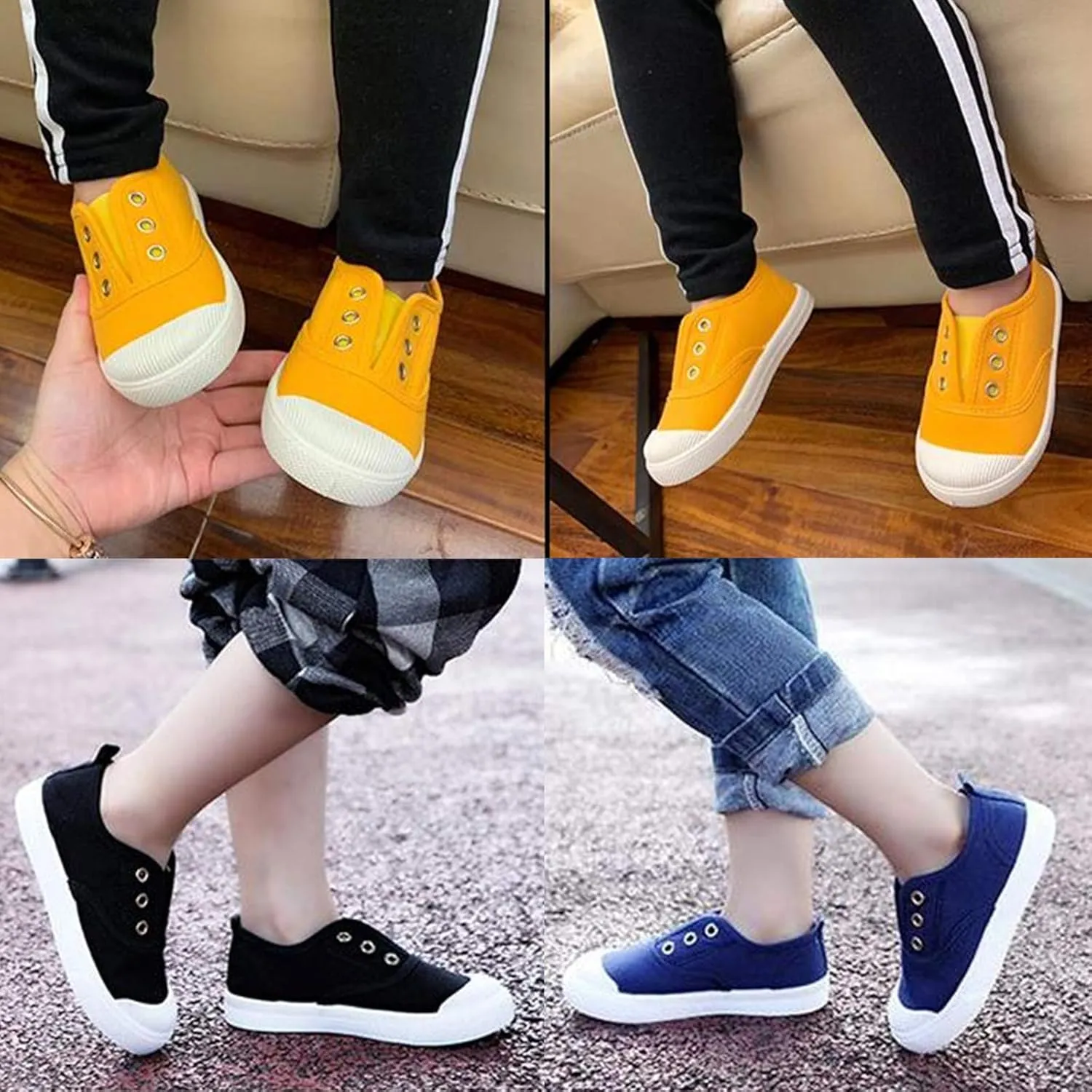 DADAWEN Boy's Girl's Canvas Light Weight Slip-On Sneakers Running Shoe