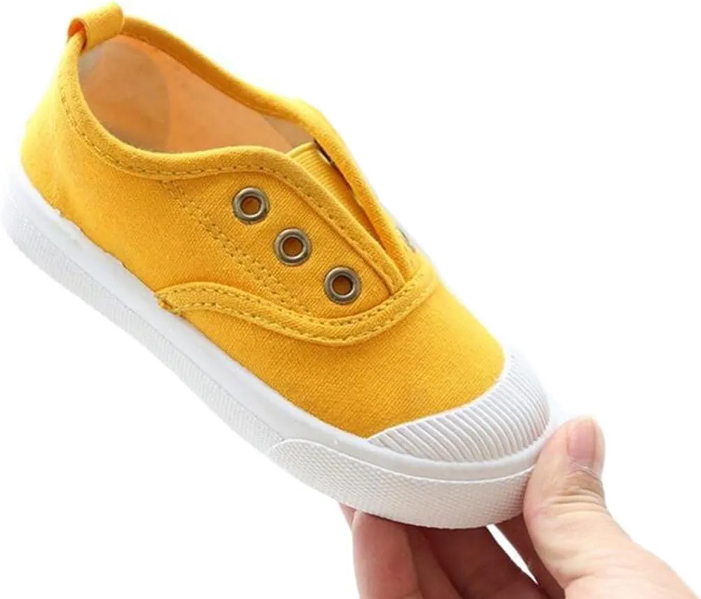 DADAWEN Boy's Girl's Canvas Light Weight Slip-On Sneakers Running Shoe