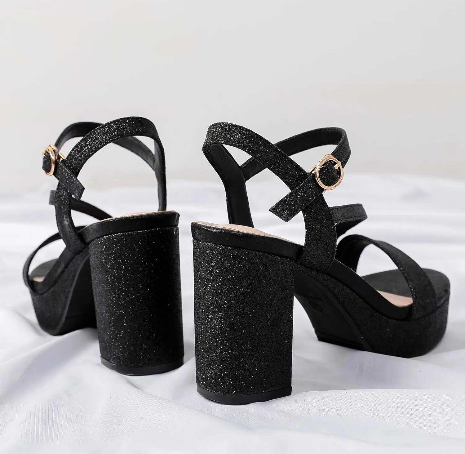 DADAWEN Platform Heels for Women High Block Chunky Open Toe Ankle Strap Heeled Sandals Wedding Party Evening Prom Dance Dress Pump Sandals Shoes