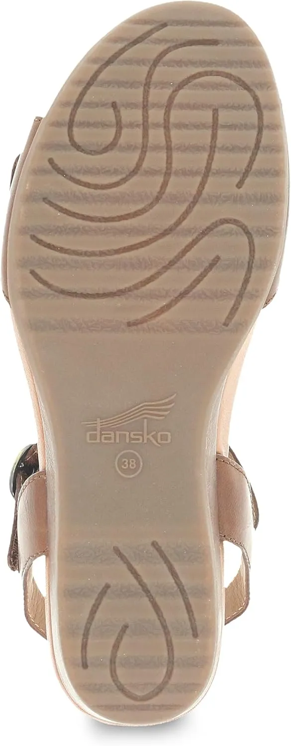 Dansko Arielle Wedge Sandal for Women – Cushioned, Contoured Footbed for All-Day Comfort and Support – Adjustable Hook & Loop Strap with Buckle Detail – Lightweight Rubber Outsole