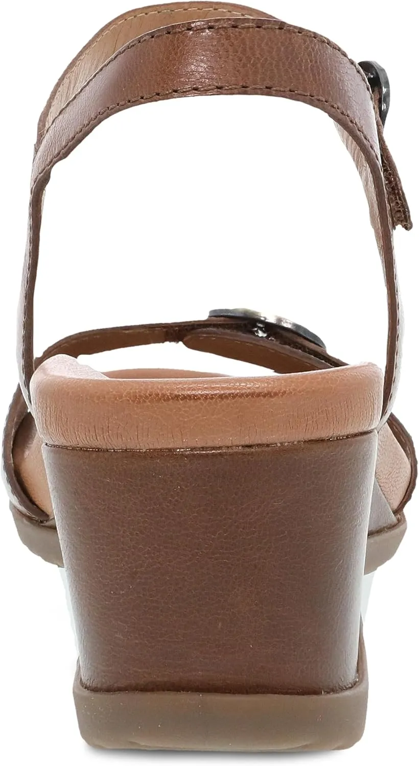 Dansko Arielle Wedge Sandal for Women – Cushioned, Contoured Footbed for All-Day Comfort and Support – Adjustable Hook & Loop Strap with Buckle Detail – Lightweight Rubber Outsole