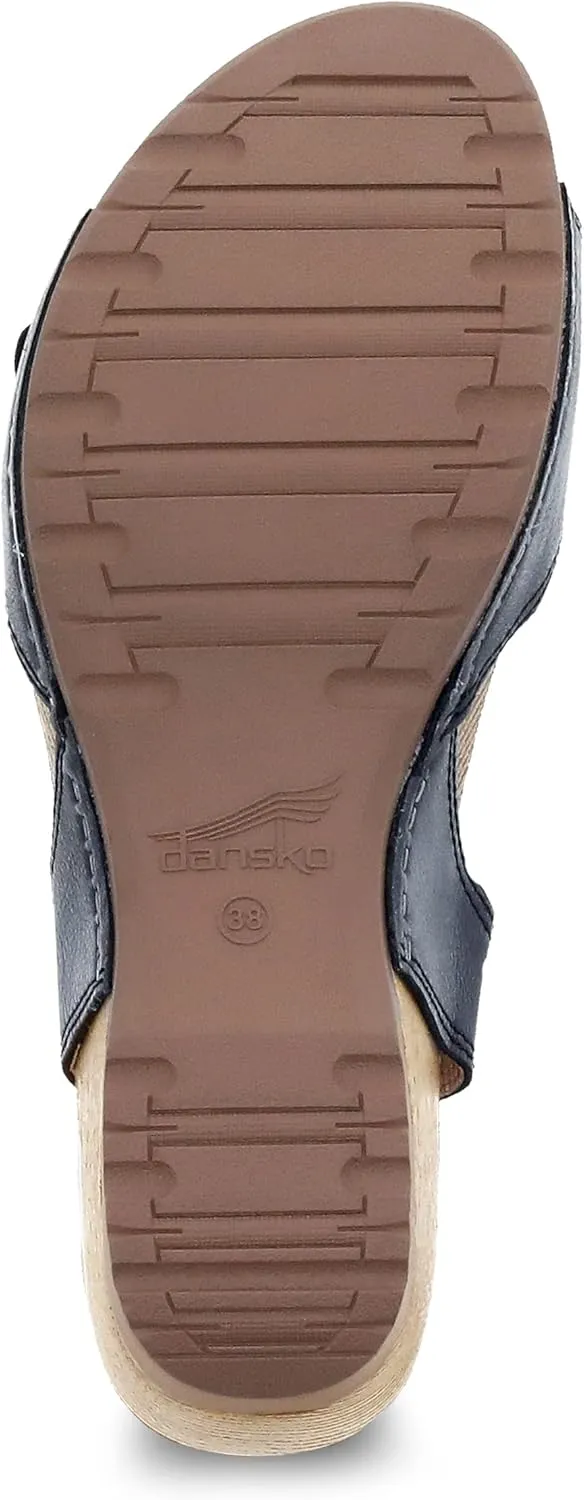 Dansko Tricia Wedge Sandal for Women – Cushioned, Contoured Footbed for All-Day Comfort and Support – Adjustable Hook & Loop Straps with Buckle Detail – Lightweight Rubber Outsole
