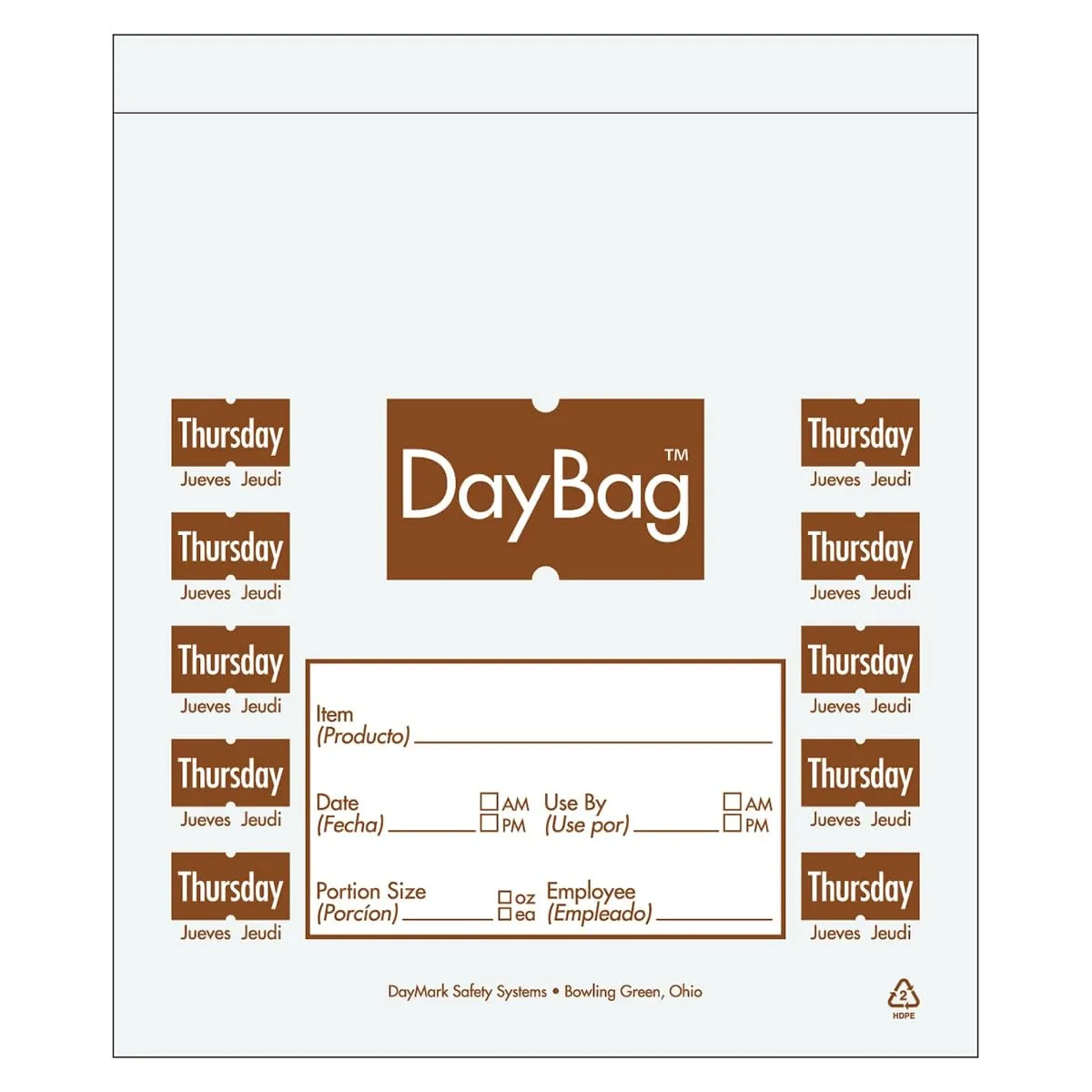 DayMark 113016 5-1/2 Day of The Week Thursday Portion Bag - 2000 / BX"