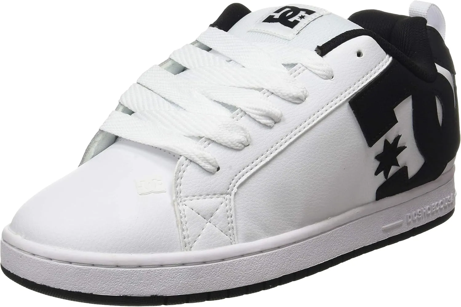 DC Shoes Men's Court Graffik Skate Shoe, White Black Black, 17