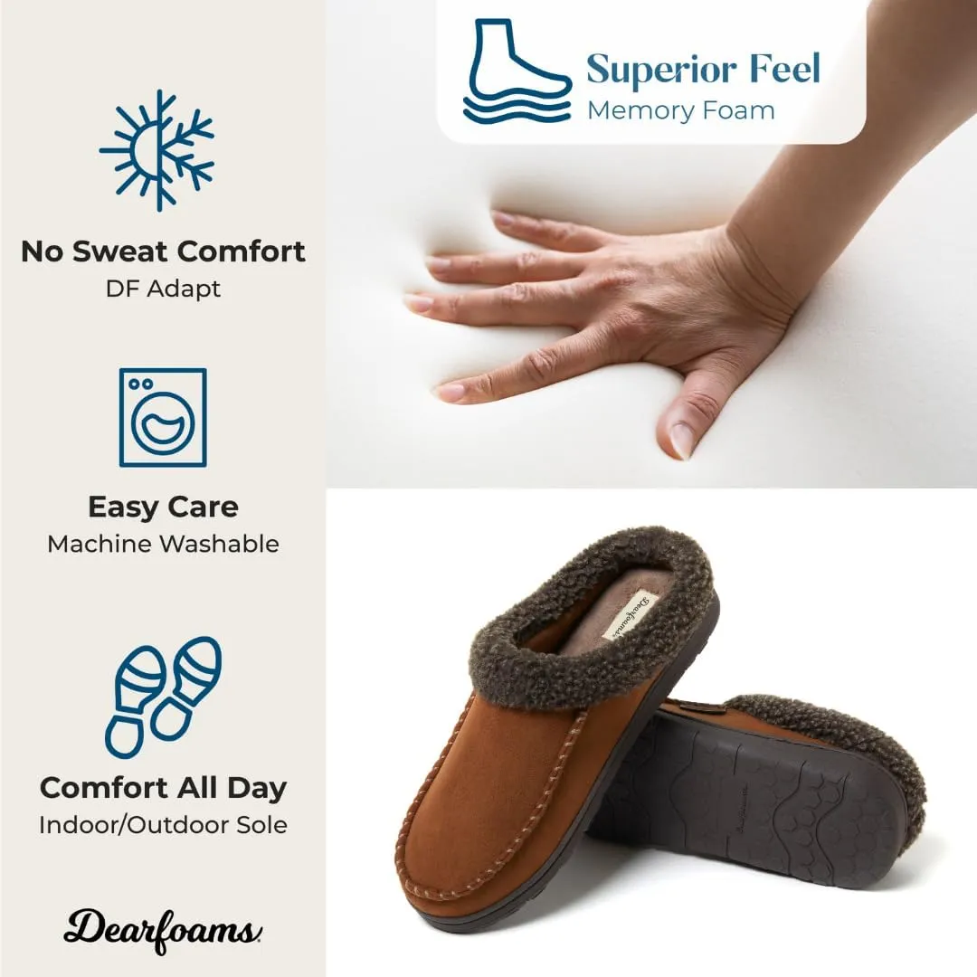 Dearfoams Mens Indoor/Outdoor Breathable Memory Foam Brendan Clog House Shoe Slipper with Wide Widths