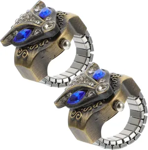 Didiseaon Unique Women's Finger Watch Ring Vintage Style Punk Ring Watch Cool Flip-Open Cover
