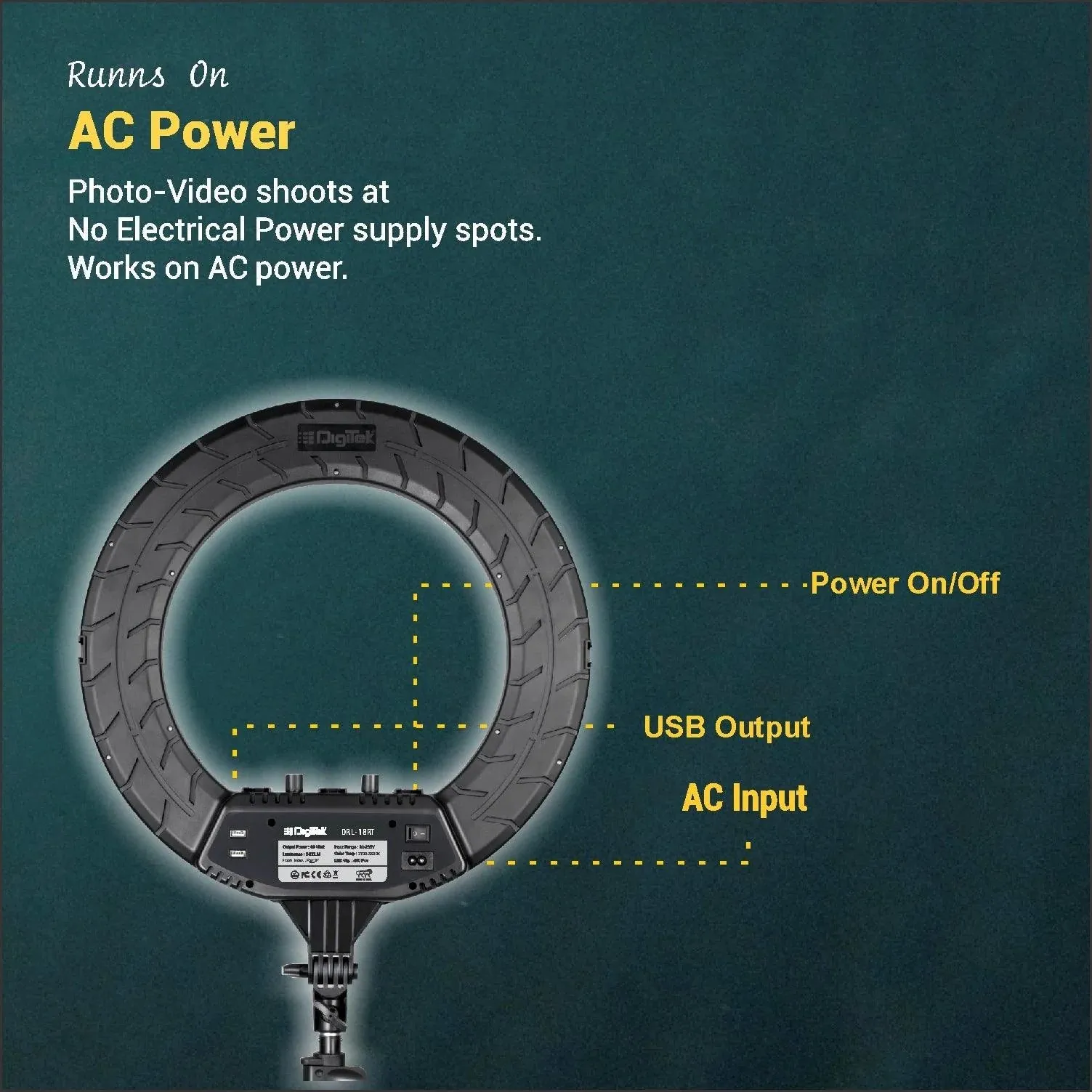 Digitek: DRL 18 RTC9 LED Ring Light with Remote