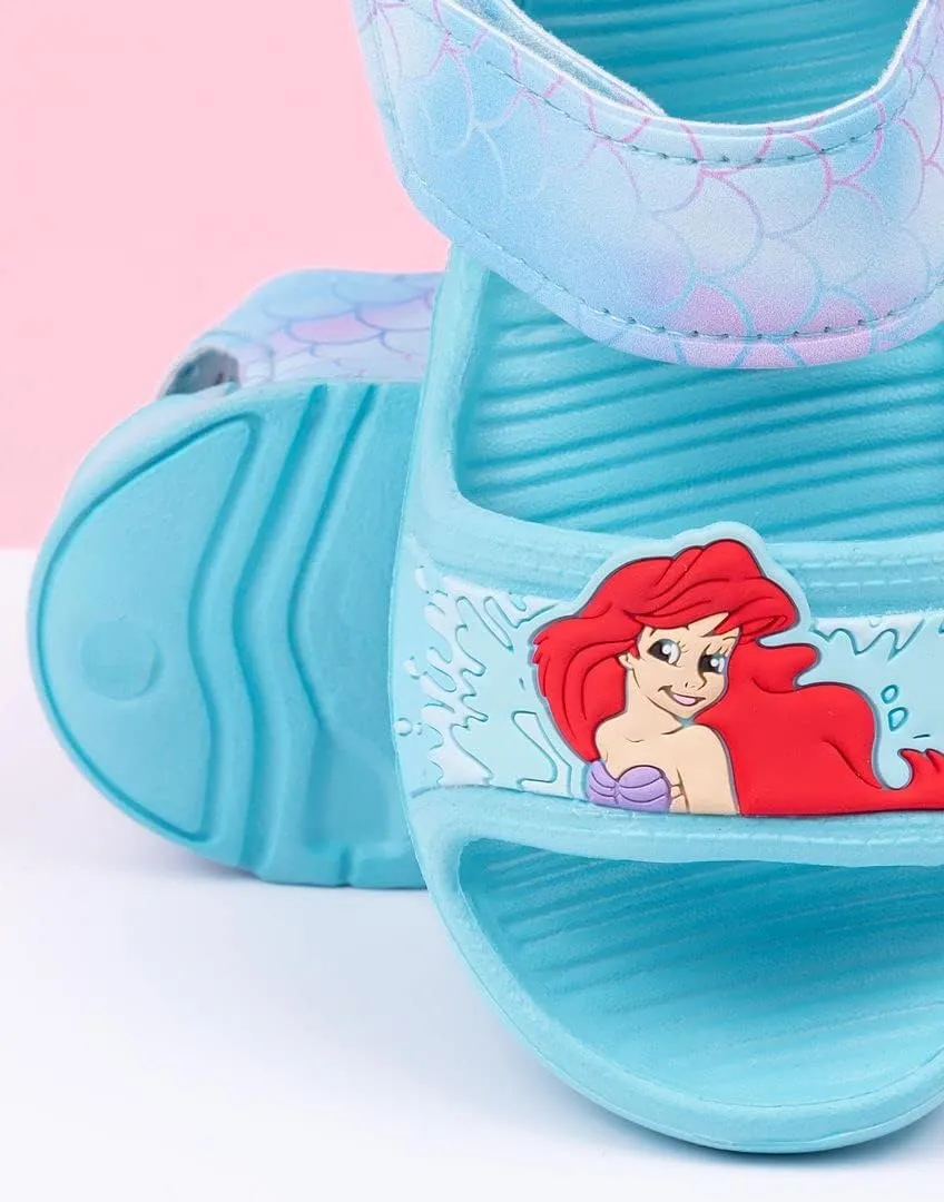 Disney The Little Mermaid Kids Sandals | Girls Ariel Sliders with Supportive Strap for Toddlers | Blue Slip-on Footwear