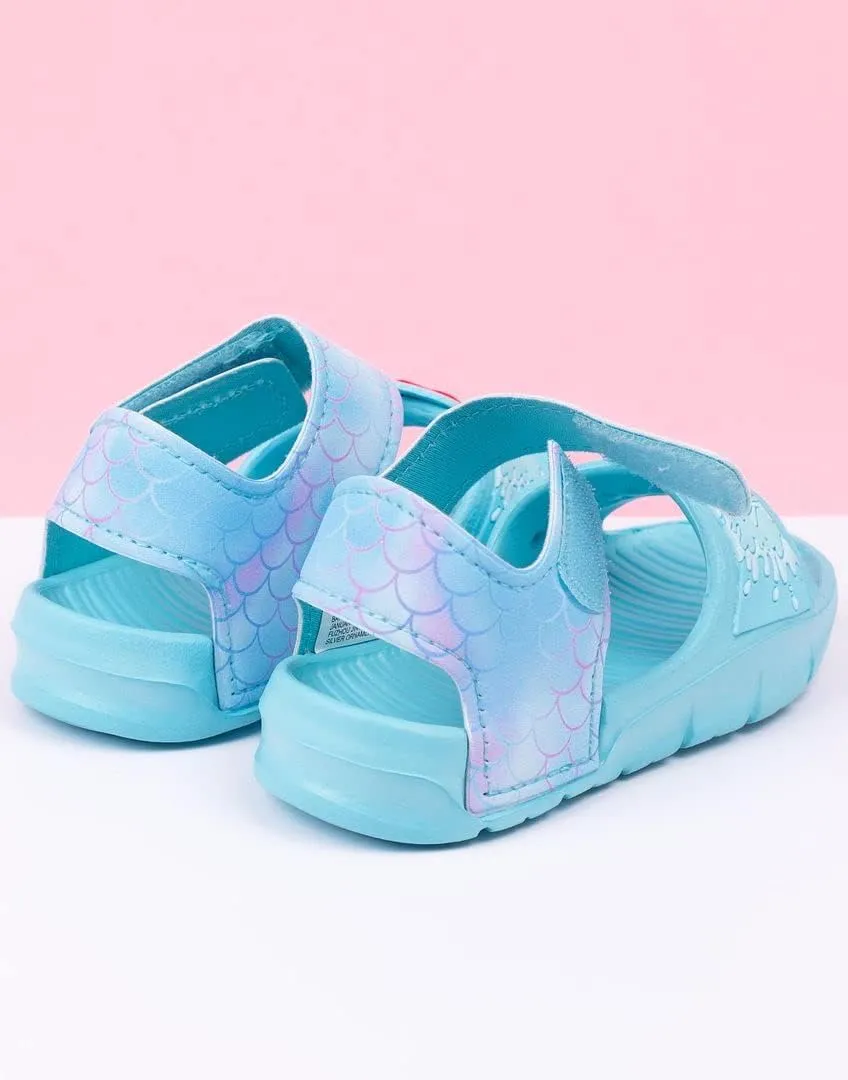 Disney The Little Mermaid Kids Sandals | Girls Ariel Sliders with Supportive Strap for Toddlers | Blue Slip-on Footwear