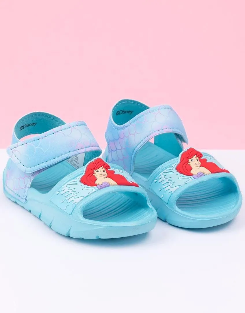 Disney The Little Mermaid Kids Sandals | Girls Ariel Sliders with Supportive Strap for Toddlers | Blue Slip-on Footwear