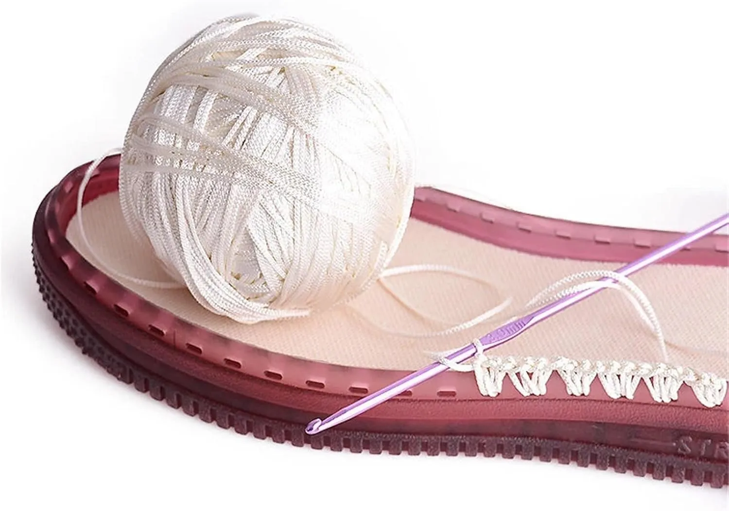 Diy Hand Knitting Materials Slippers Crystal Sole Rubber Outsole Crochet Needles Indoor Slippers