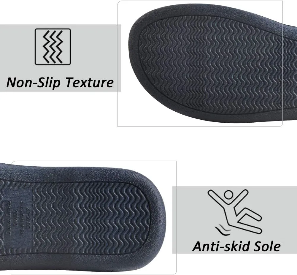 DL Women's Flip Flop Memory Foam Slippers with Cozy Terry Lining Soft Thong Slippers Slip on House Shoes with Indoor Outdoor Arch Support Rubber Sole