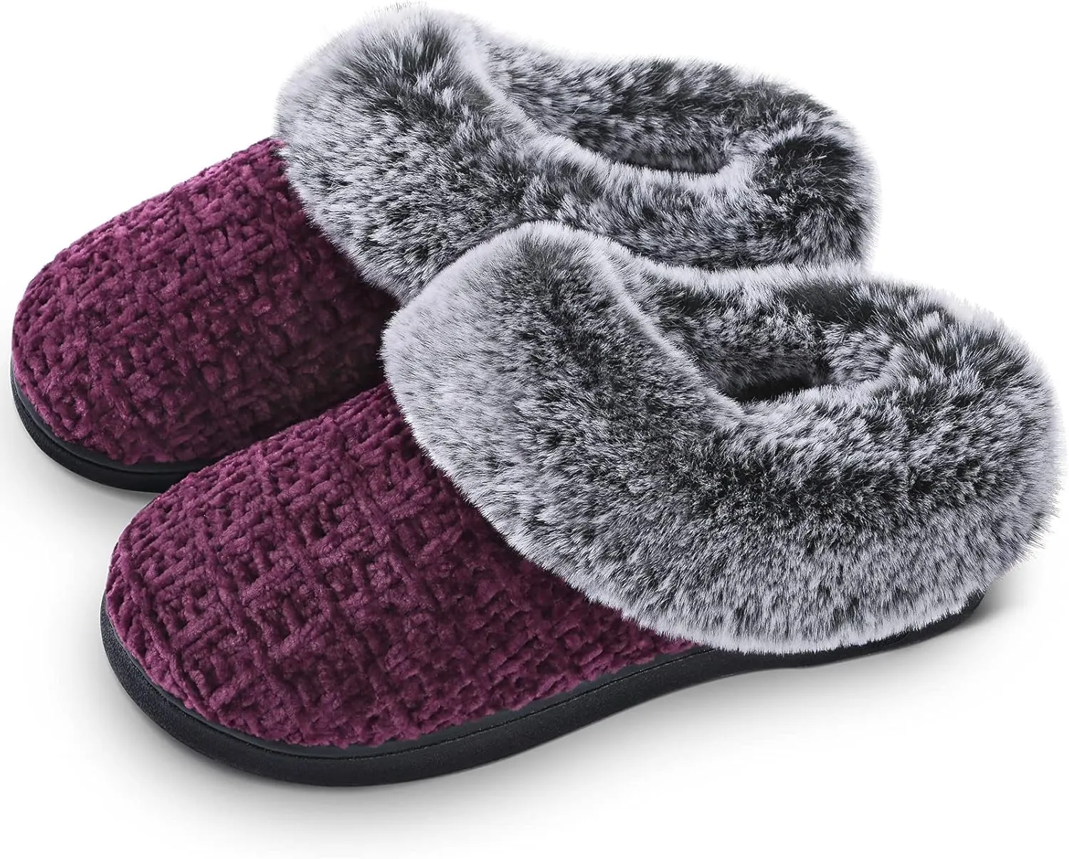 DL Women's Memory Foam Moccasin Slippers Micro Suede with Breathable Faux Fur Lining Slip On House Shoes Micro Indoor & Outdoor