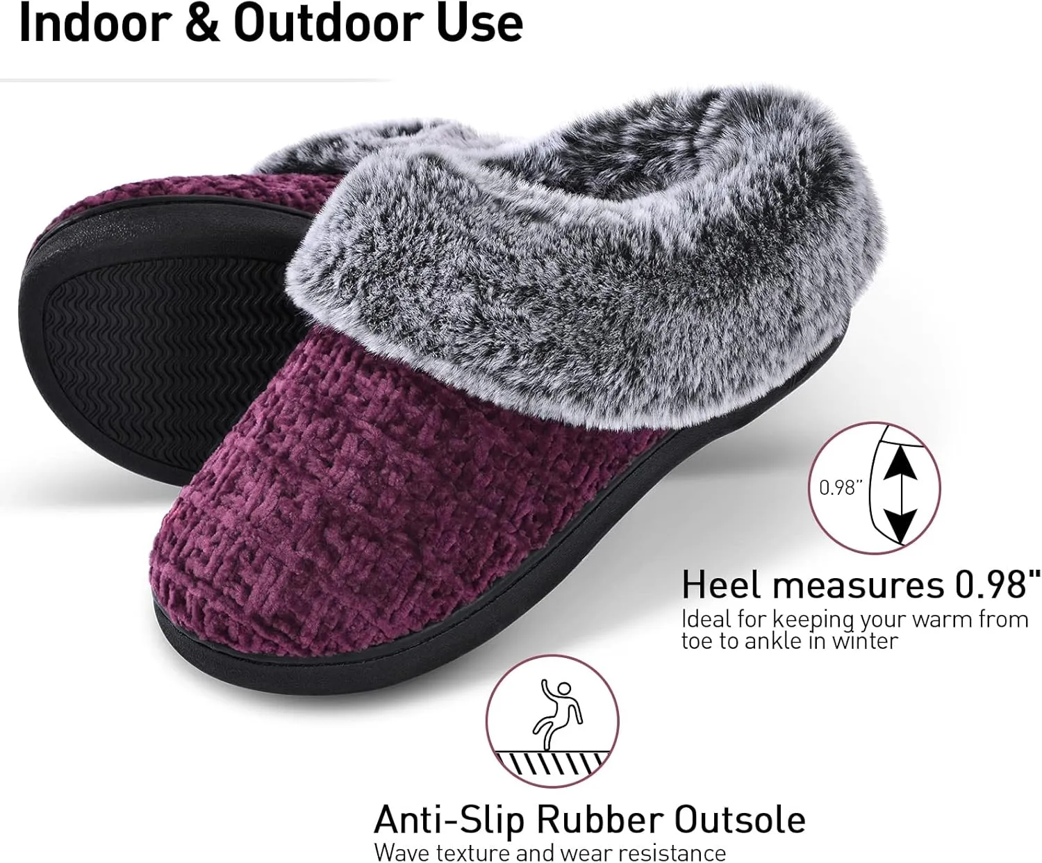 DL Women's Memory Foam Moccasin Slippers Micro Suede with Breathable Faux Fur Lining Slip On House Shoes Micro Indoor & Outdoor
