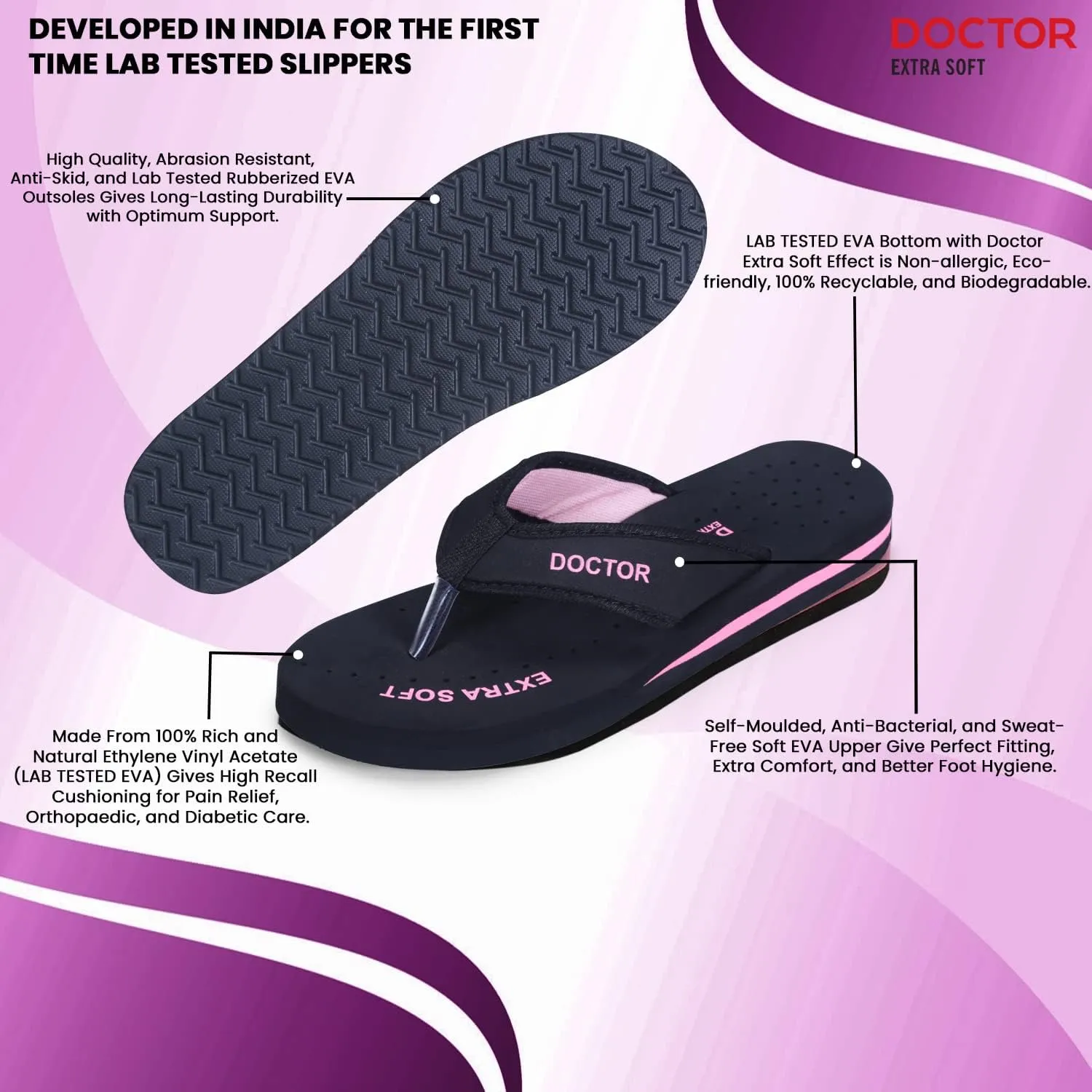 Doctor Slippers for Women Orthopedic Diabetic Pregnancy Non Slip Lightweight Comfortable Flat Casual Stylish Dr Chappals and House Flip flops For Ladies and Girl’s D-22