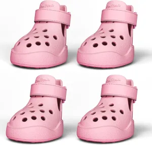 Dog Shoes: Non-Slip Waterproof Sandals for Hot Pavement & Winter, Breathable Perforated Boots, Large/Medium/Small Sizes, Ideal Paw Protector, Outdoor Clog Booties (Pink, Size 1: (1.92’'x1.49'')(L*W))