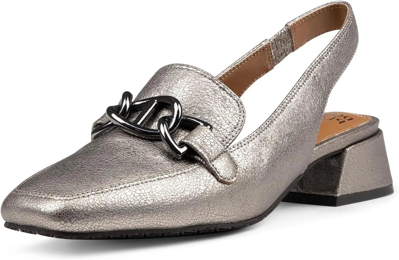 Donald Pliner Women’s Tegan Slingback Loafer Pump Heel – 1.5” Low Flared Heel Shoes for Comfort, Slip On Women’s Heels