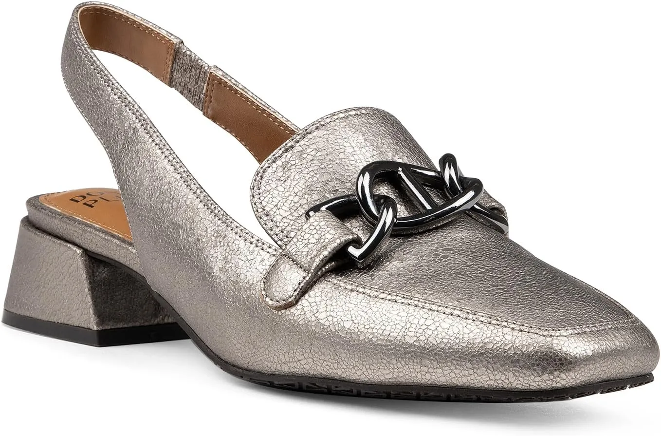 Donald Pliner Women’s Tegan Slingback Loafer Pump Heel – 1.5” Low Flared Heel Shoes for Comfort, Slip On Women’s Heels