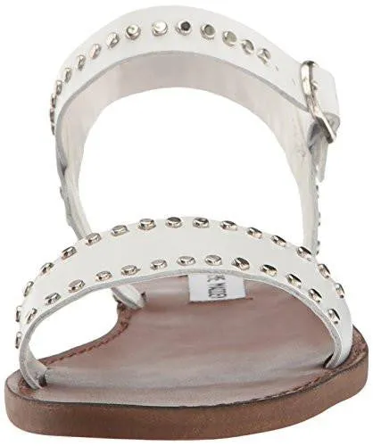 Donddis Flat Sandal White Leather 8 M Us