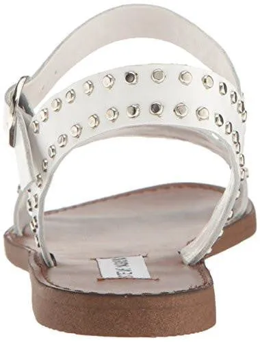 Donddis Flat Sandal White Leather 8 M Us