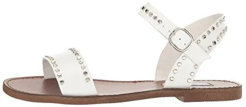 Donddis Flat Sandal White Leather 8 M Us