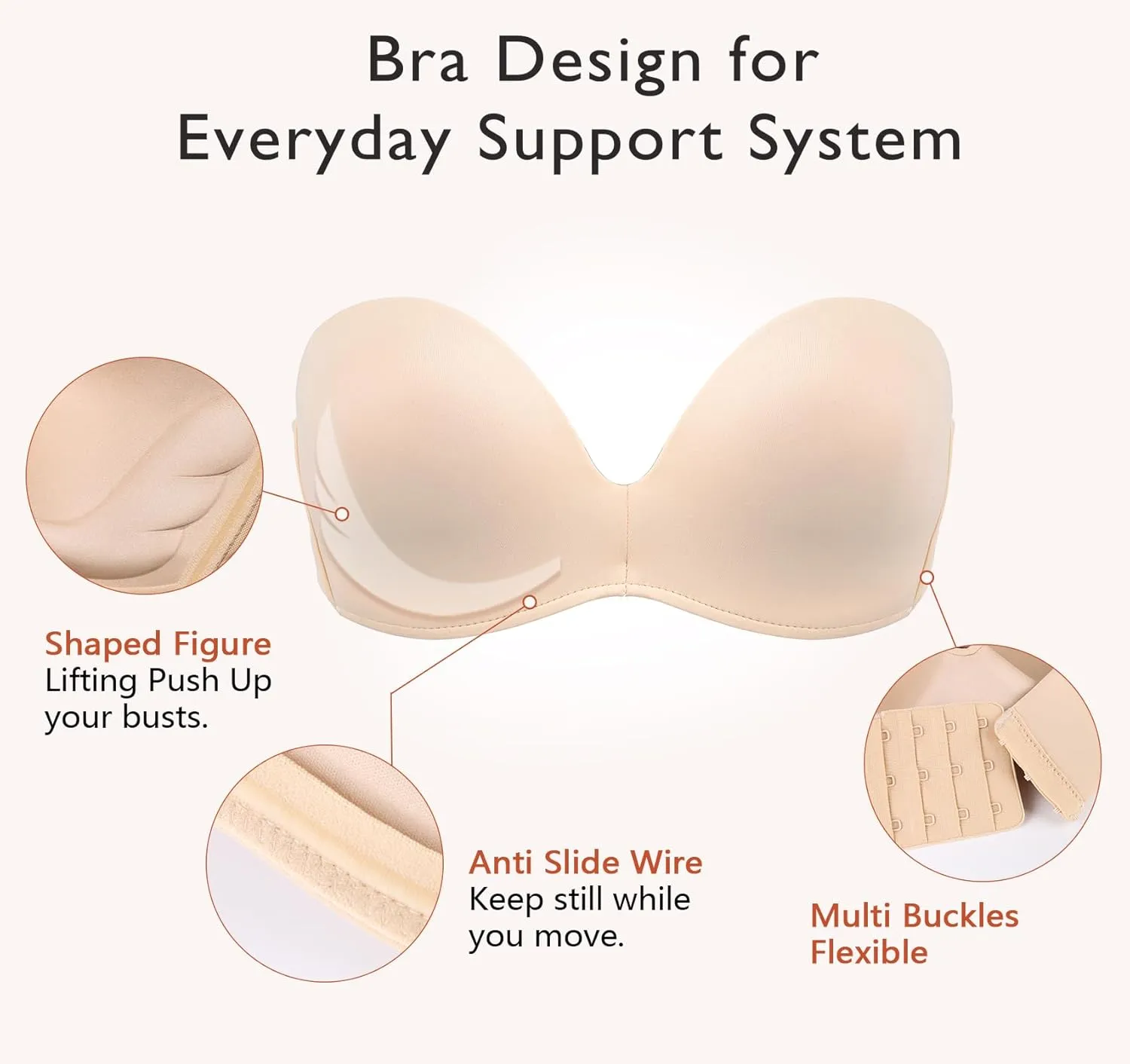 DotVol Women Hand Shape Custom Lift Invisible Wirefree Anti-Slip Strapless Push Up Bra