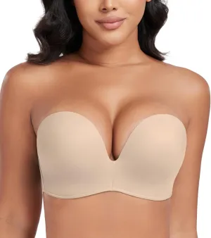 DotVol Women Hand Shape Custom Lift Invisible Wirefree Anti-Slip Strapless Push Up Bra