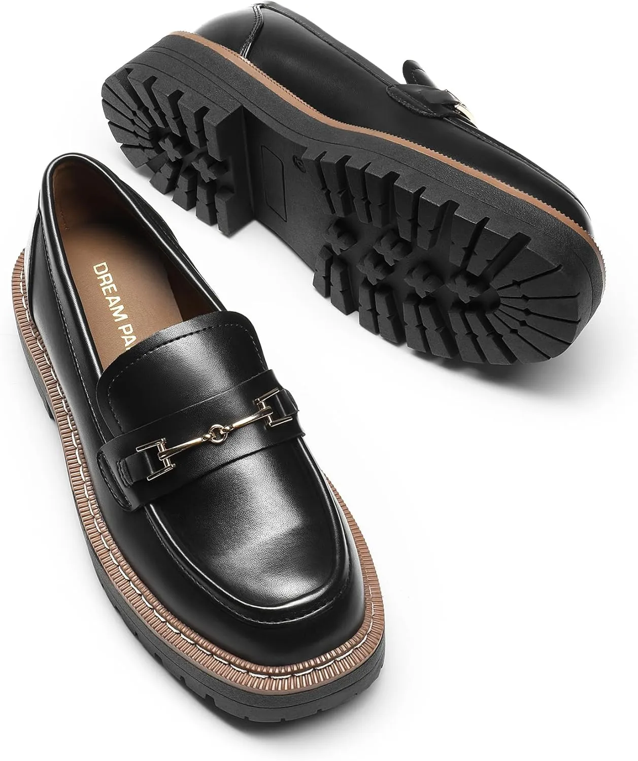 DREAM PAIRS Loafers for Women Platform Chunky Heel Slip On Loafers Business Office Casual Dressy Loafer Shoes