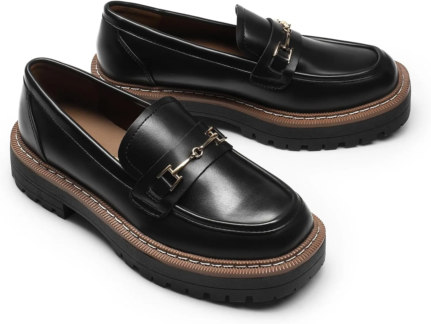 DREAM PAIRS Loafers for Women Platform Chunky Heel Slip On Loafers Business Office Casual Dressy Loafer Shoes