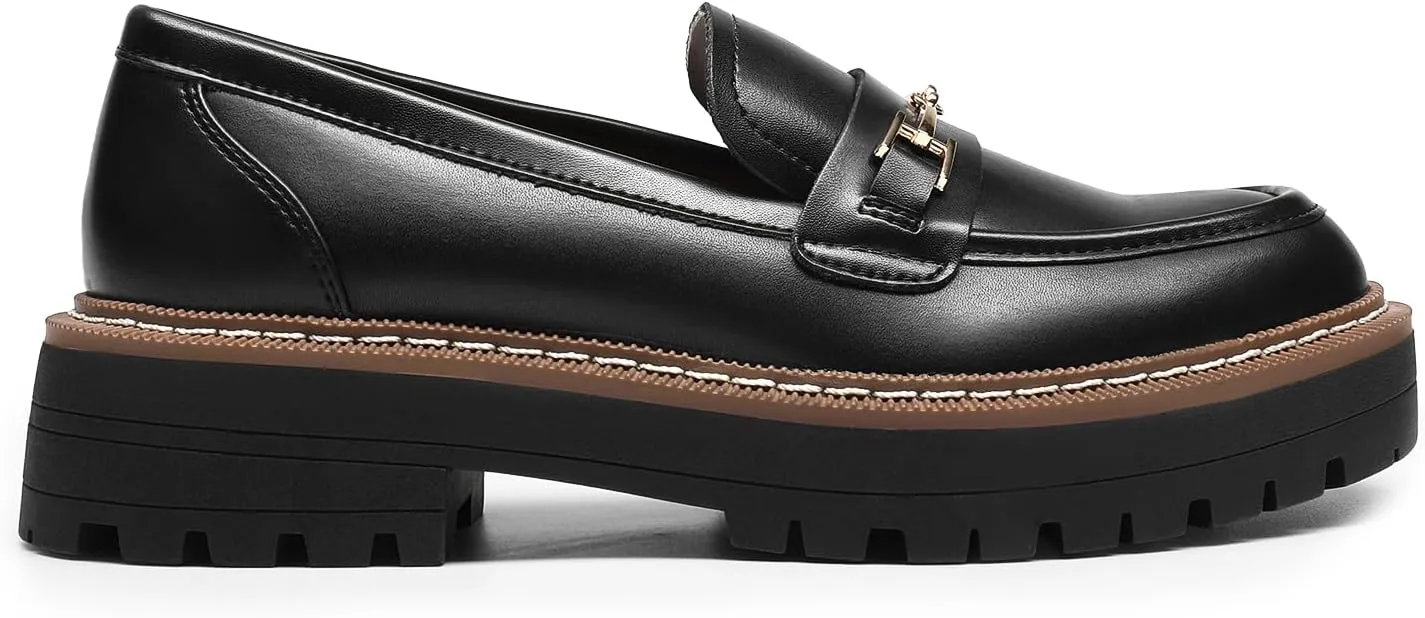 DREAM PAIRS Loafers for Women Platform Chunky Heel Slip On Loafers Business Office Casual Dressy Loafer Shoes